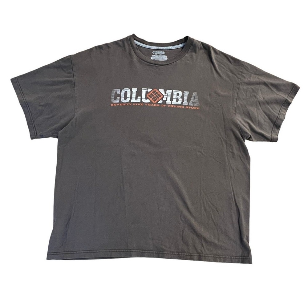 Columbia 75 Years Graphic T Shirt Mens XL Brown Orange‎ Gorpcore Outdoor Hiking